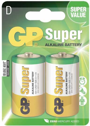 Baterie D(R20) alkalická GP Super